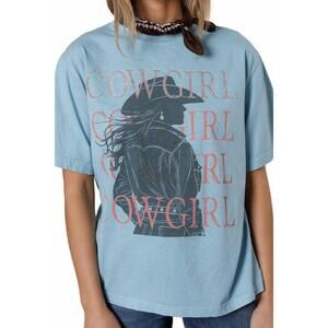 NEW ALL OF US cowgirl cowgirl big boy tee in light blue